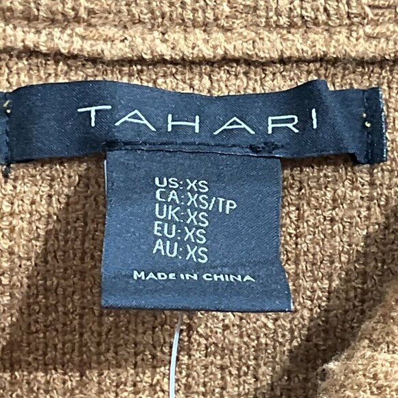 Tahari Sweater Blazer Women XS Brown Stretchy Knit Cardigan Exposed Seams Office - Picture 3 of 7